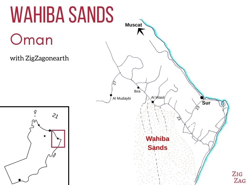 Map - Wahiba Sands Desert in Oman - location